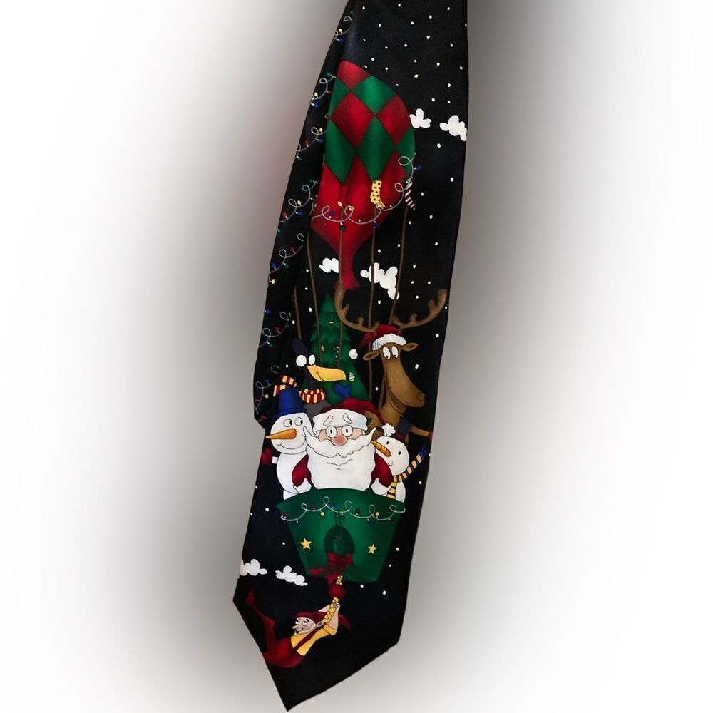 Vintage Hallmark Christmas Holiday Santa Elf Neck Tie